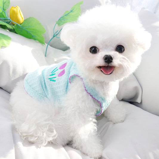 Flower Embroidery Dogs Suspender